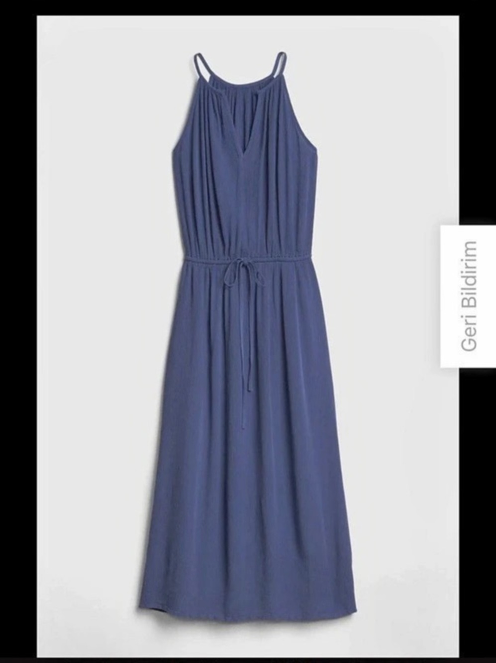 GAP Chrome Blue Halter V Neck Tie Waist Maxi Dress Size S